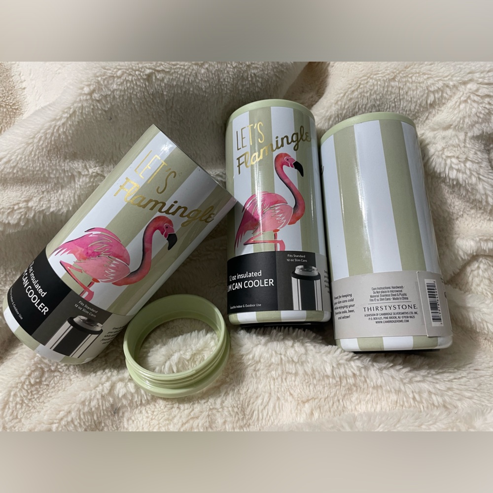 NWT Bundle flamingo slim can cooler